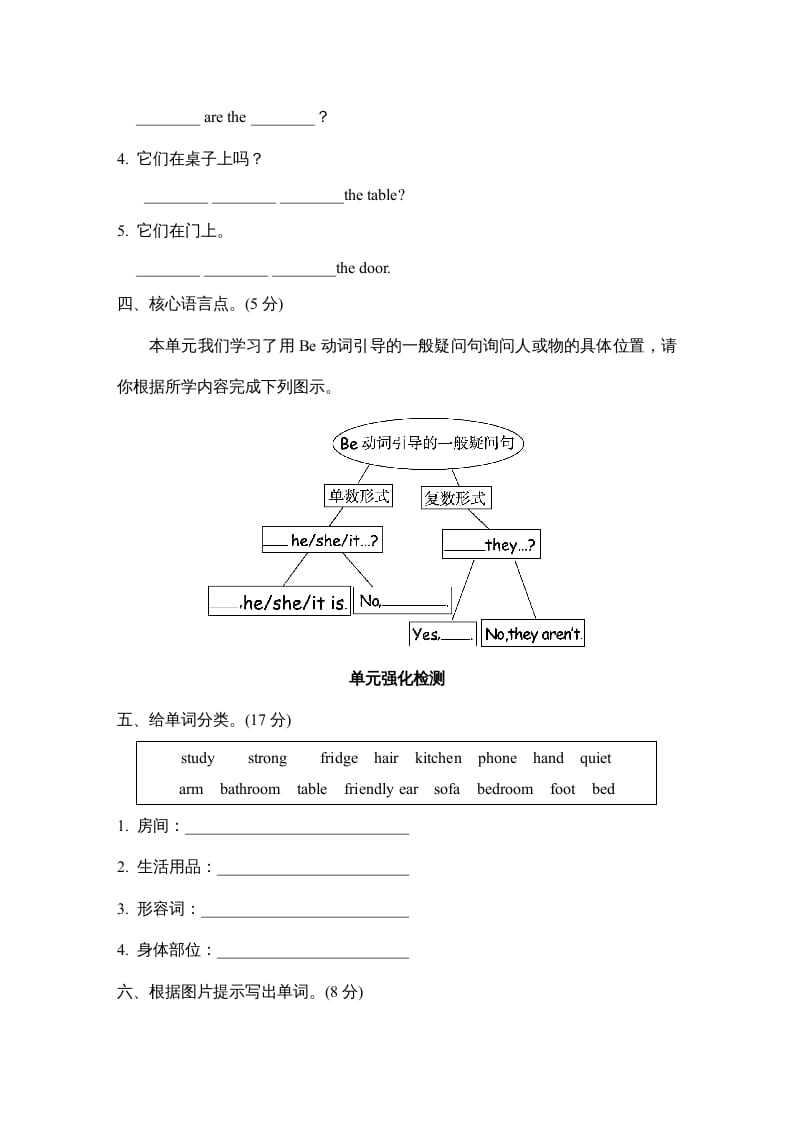 图片[2]-四年级英语上册Unit4单元知识梳理卷（人教PEP）-启智优学网