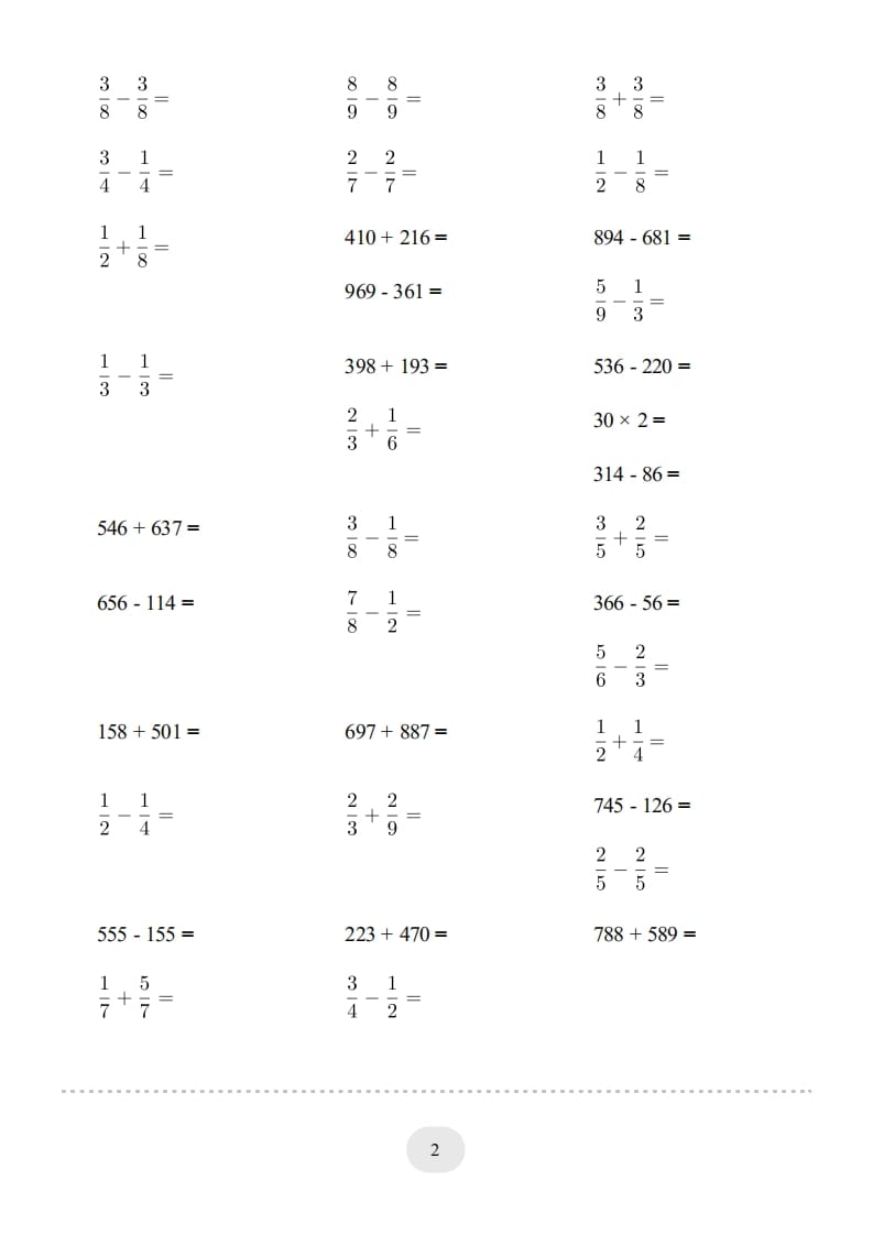 图片[2]-三年级数学上册口算题(【总复习】)1000题（人教版）-启智优学网