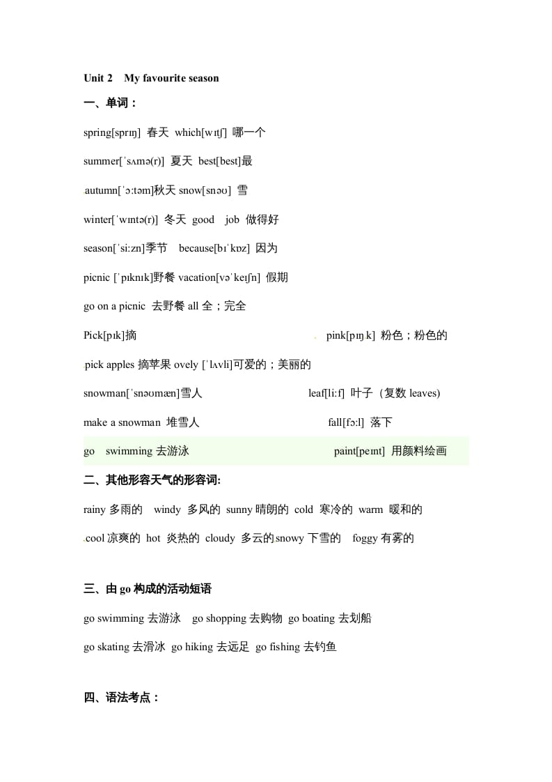 五年级数学下册英语素材-期末复习Unit2_人教PEP-启智优学网