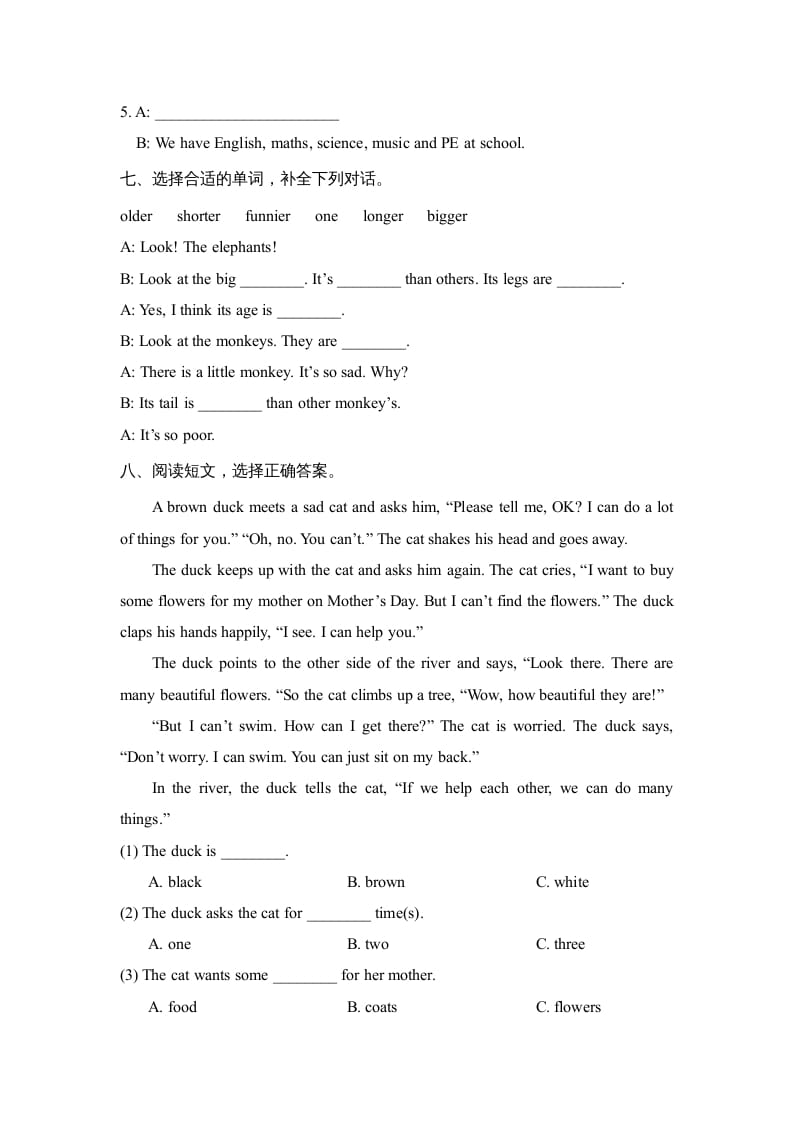 图片[3]-六年级英语上册Unit2_单元测试卷（人教版一起点）-启智优学网