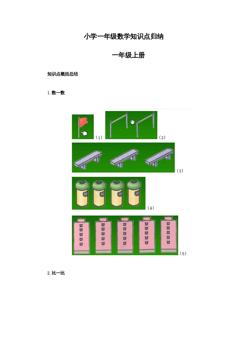 一年级数学上册1上知识点归纳_20210108161409（人教版）-启智优学网