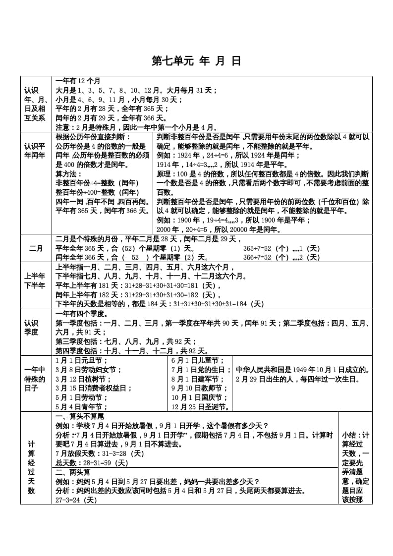 三年级数学上册第七单元年月日（北师大版）-启智优学网