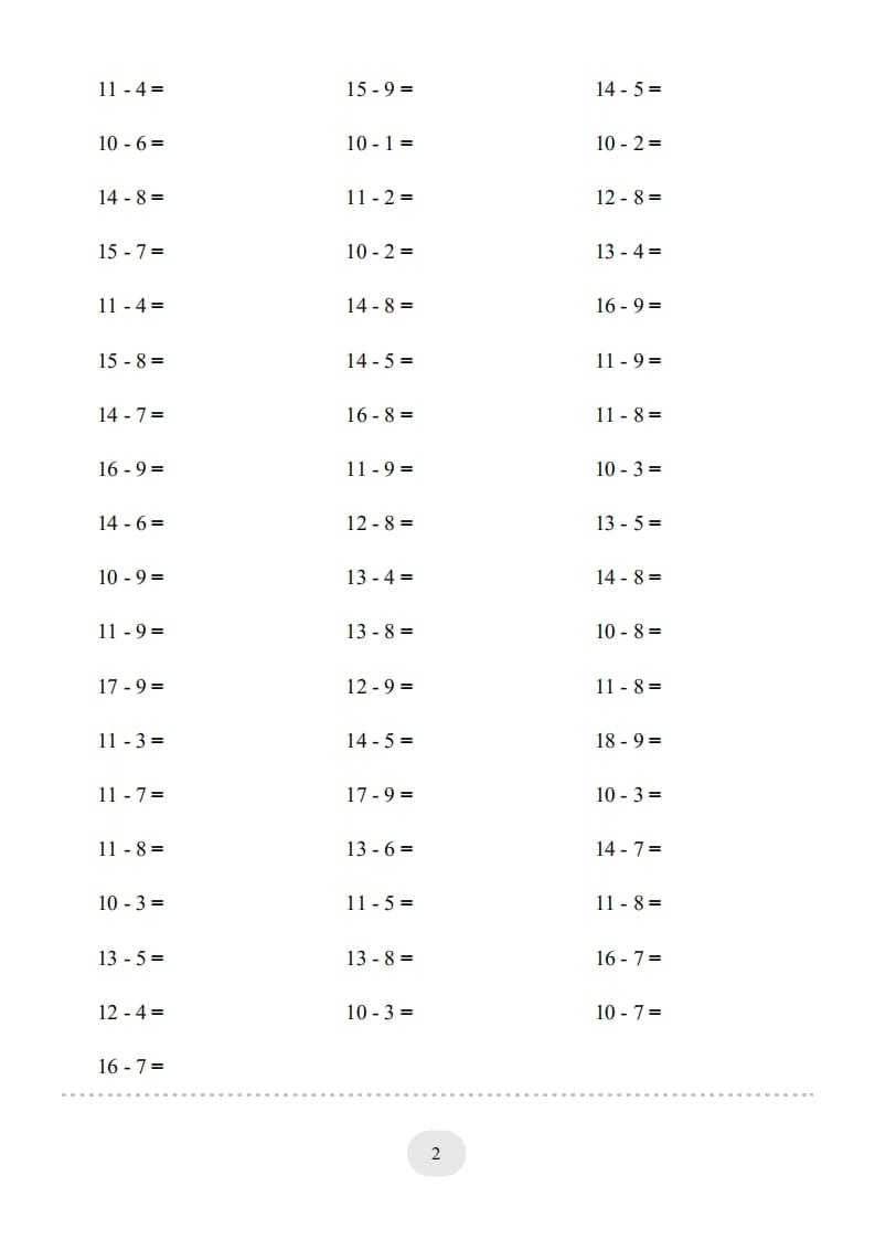 图片[2]-一年级数学上册（20以内的退位减法）1500题（人教版）-启智优学网