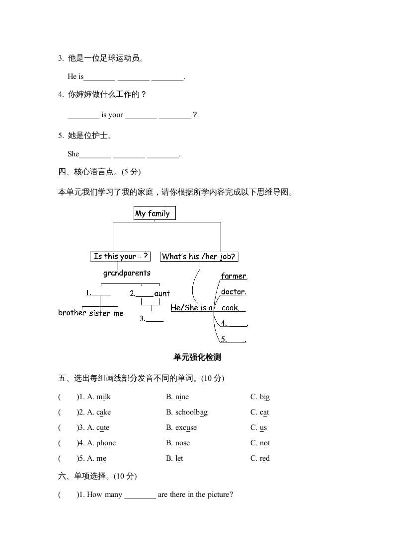 图片[2]-四年级英语上册Unit6单元知识梳理卷（人教PEP）-启智优学网