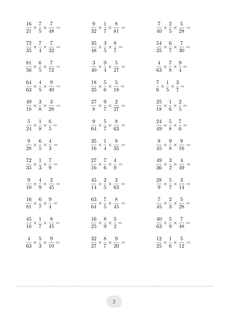 图片[2]-六年级数学上册▲口算题（分数连乘）连打版（人教版）-启智优学网