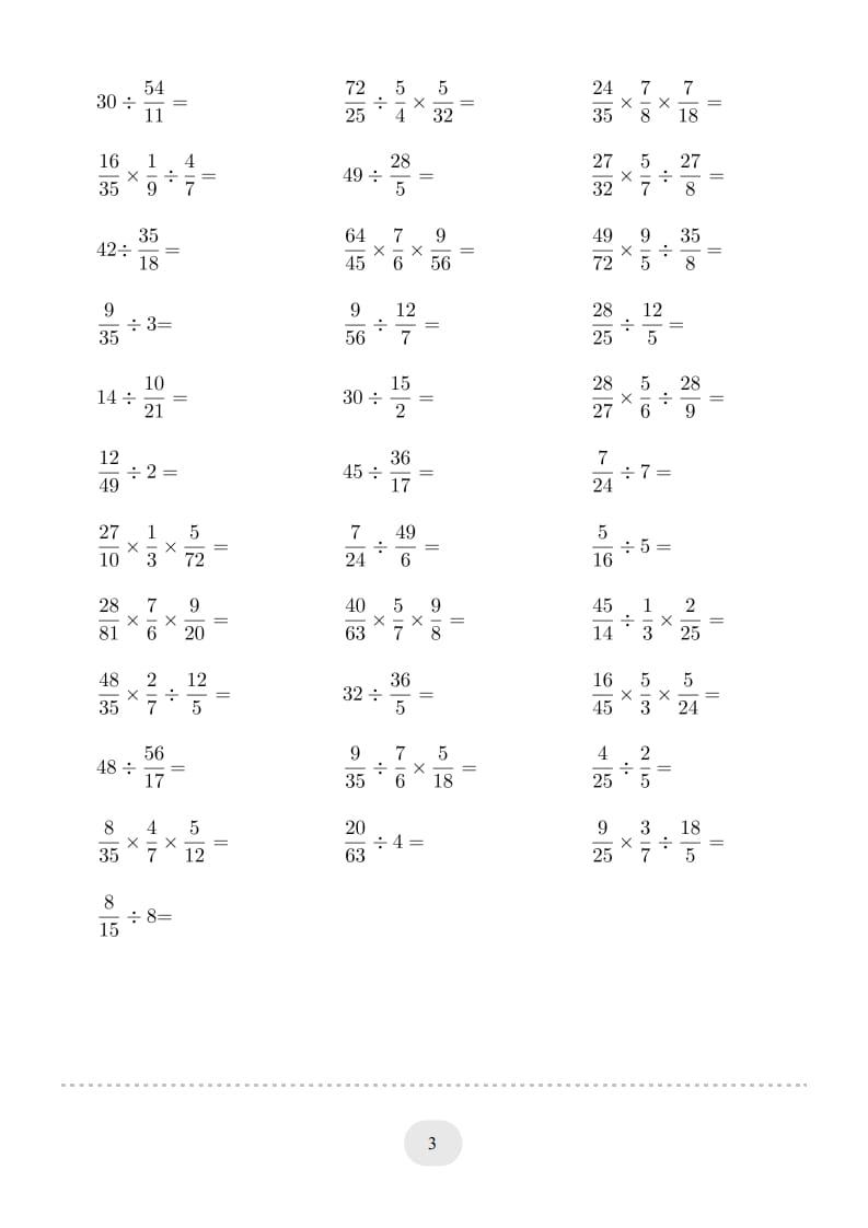 图片[3]-六年级数学上册▲口算题（分数除法）连打版（人教版）-启智优学网