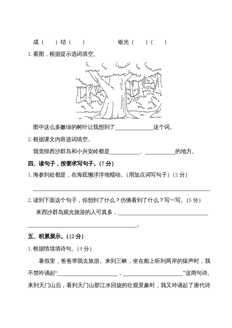 图片[3]-三年级语文上册第六单元测试卷（部编版）-启智优学网