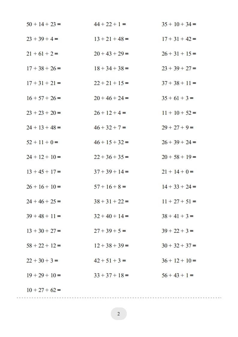 图片[2]-二年级数学上册口算题(连加)1000题（人教版）-启智优学网