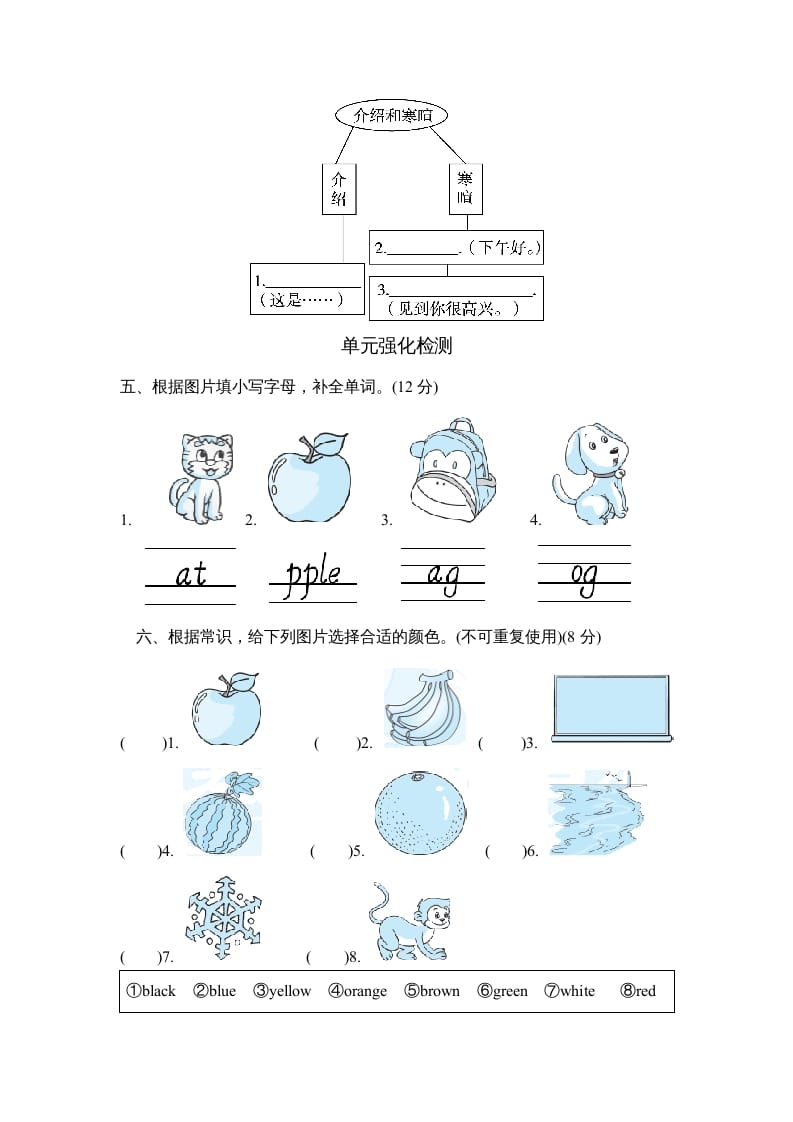 图片[2]-三年级英语上册Unit2单元知识梳理卷（人教PEP）-启智优学网