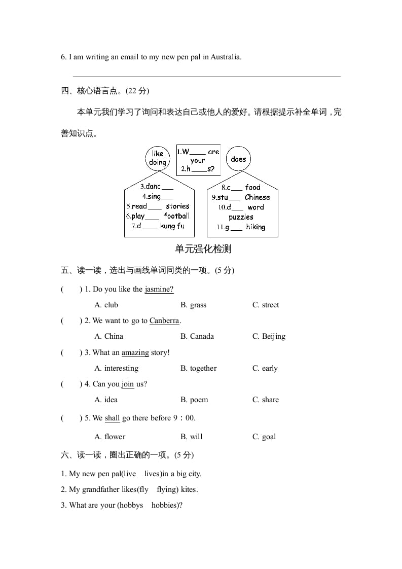 图片[2]-六年级英语上册Unit4单元知识梳理卷（人教版PEP）-启智优学网