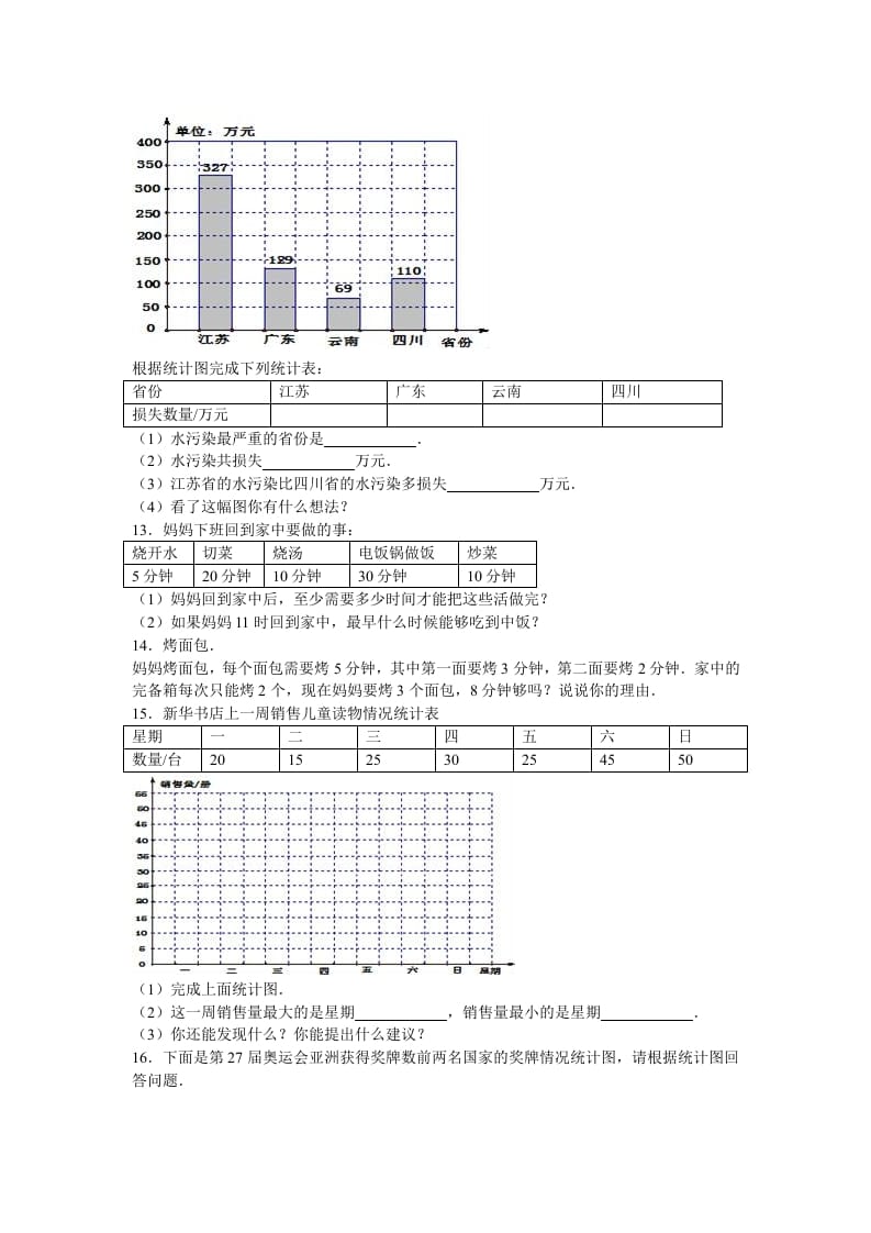 图片[3]-四年级数学上册第7单元测试卷1（人教版）-启智优学网