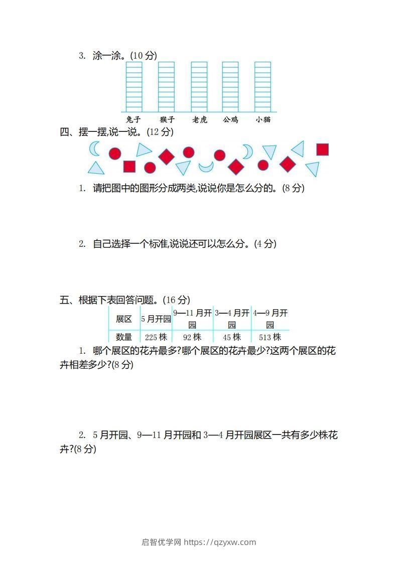 图片[2]-二（下）青岛版数学第九单元检测卷.2（54制）-启智优学网