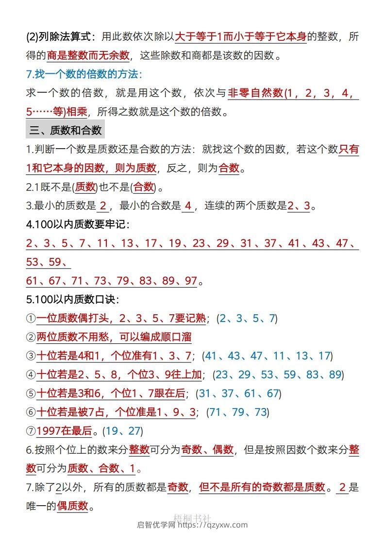 图片[2]-数学五年级下册必背知识点汇总-启智优学网