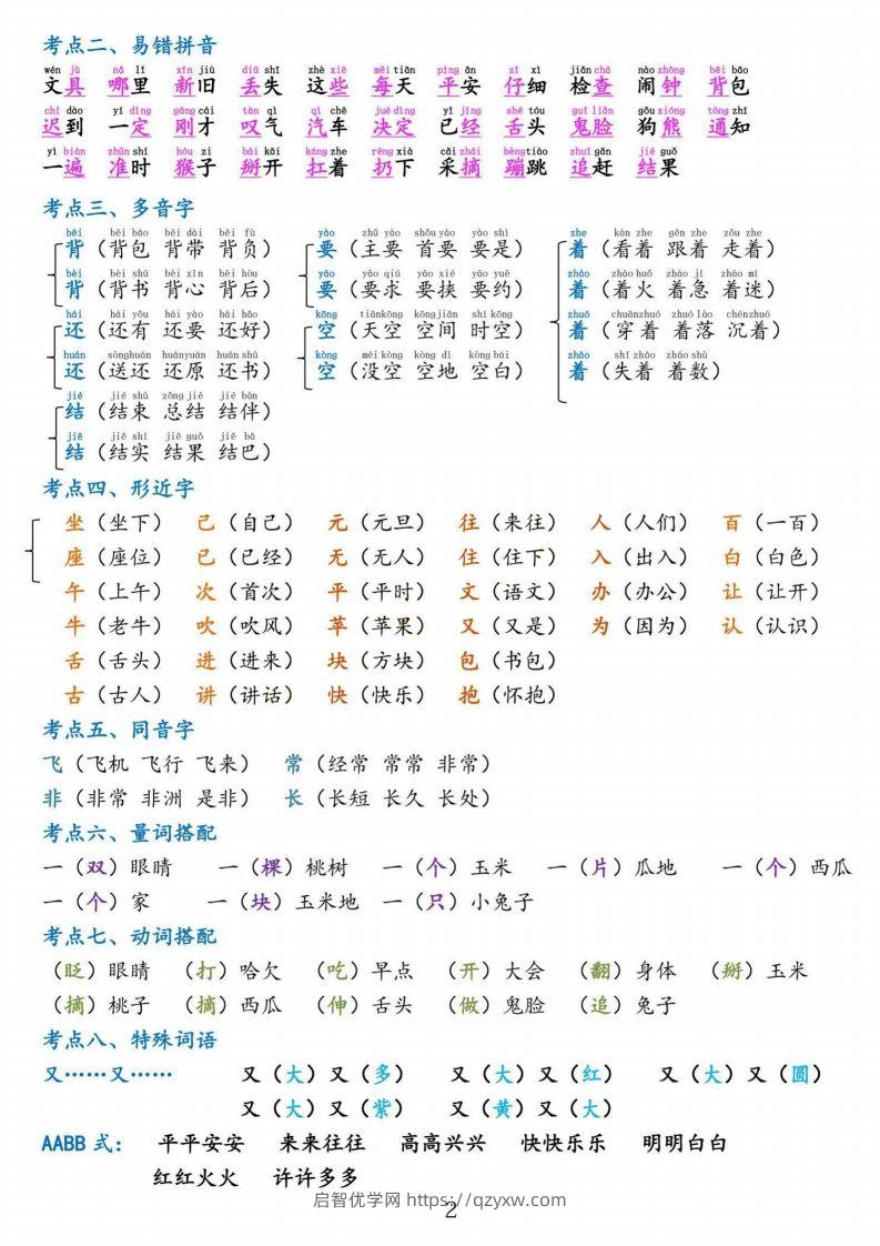 图片[2]-一下语文第七单元考点总结-启智优学网