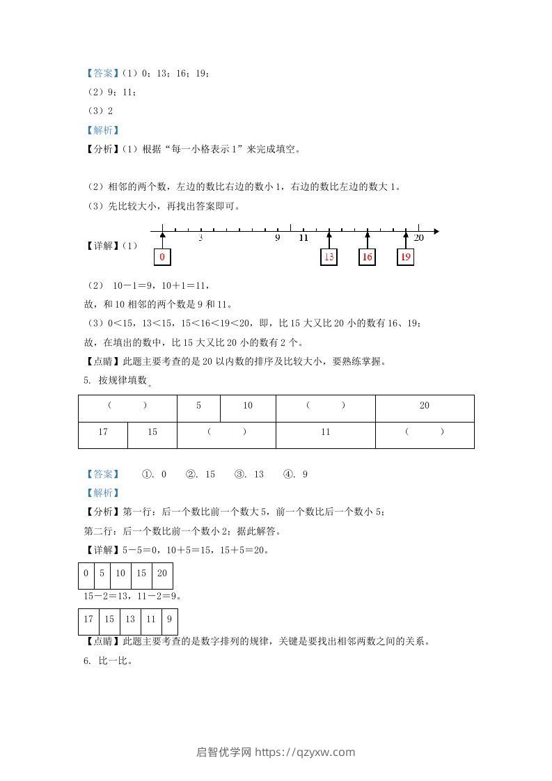 图片[2]-2020-2021学年江苏省南通市崇川区一年级上册数学期末试题及答案(Word版)-启智优学网