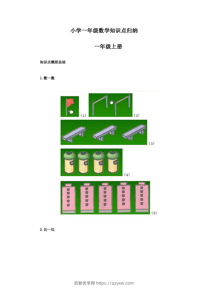 【数学】小学一年级上册数学知识点归纳-启智优学网