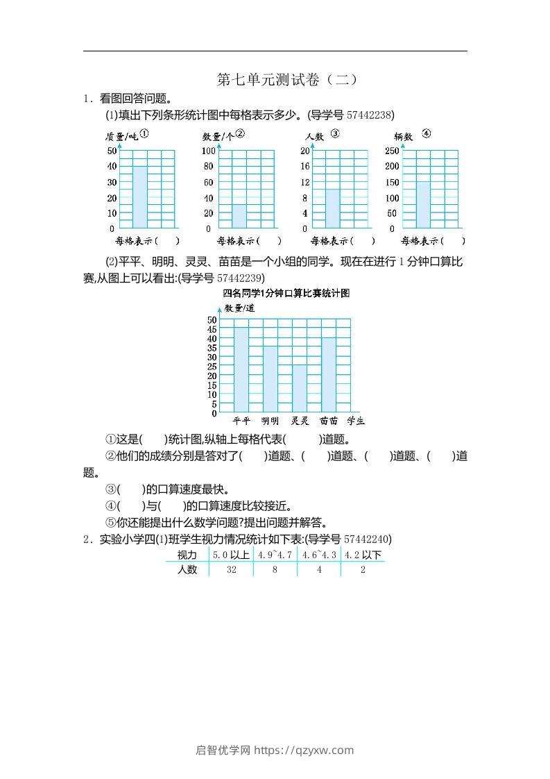 四（上）人教版数学第七单元测试卷.2-启智优学网