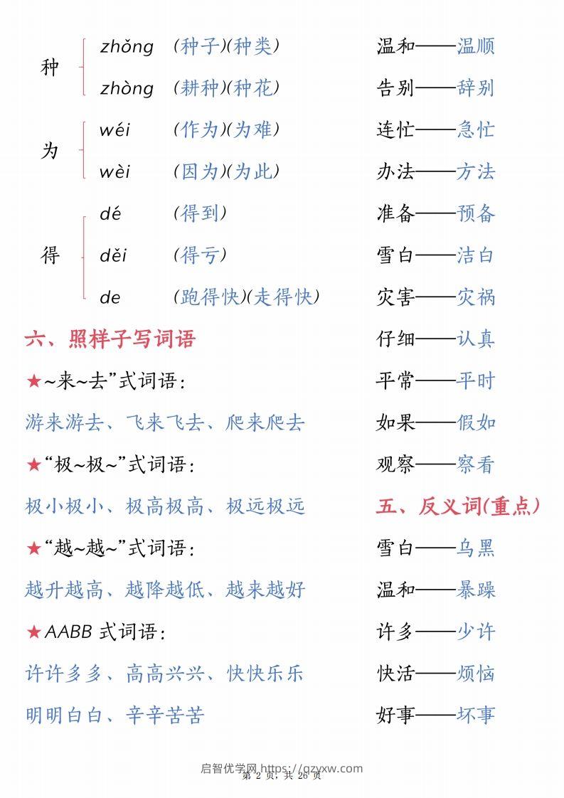 图片[2]-【1-8单元汇总知识要点（26页）】二上语文-启智优学网